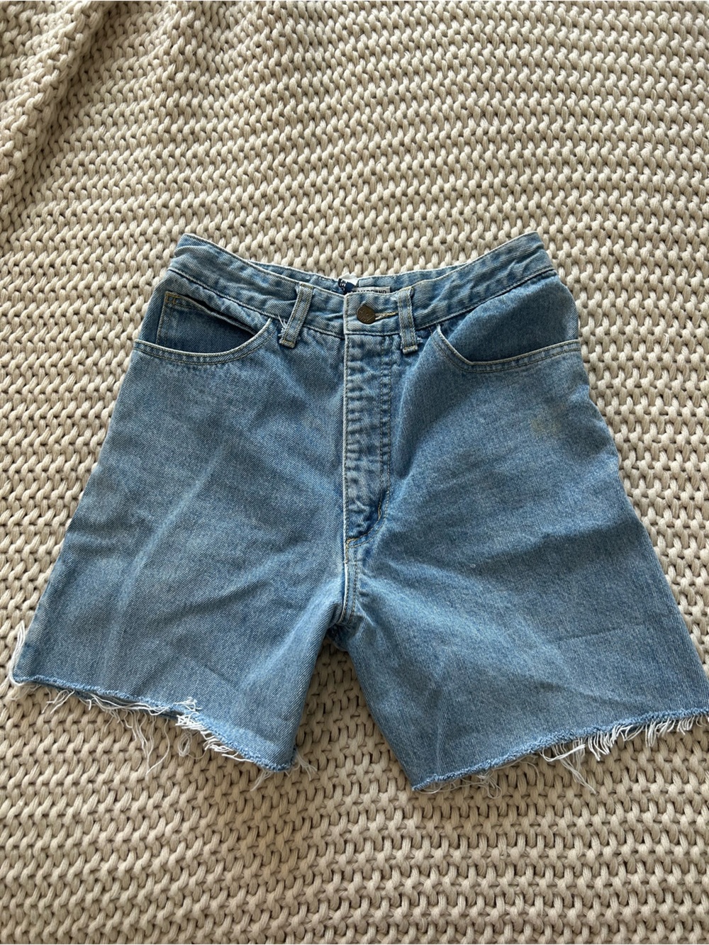 Guess by Marciano Light Blue Denim Cutoff Shorts with Frayed Hem